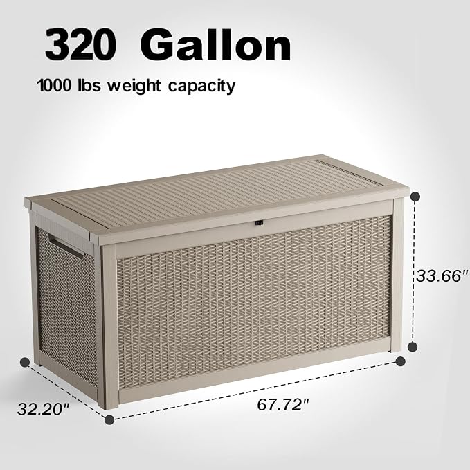 EasyUp 320 Gallon Deck Boxes Waterproof, Outdoor Large Storage Boxes - Image 2