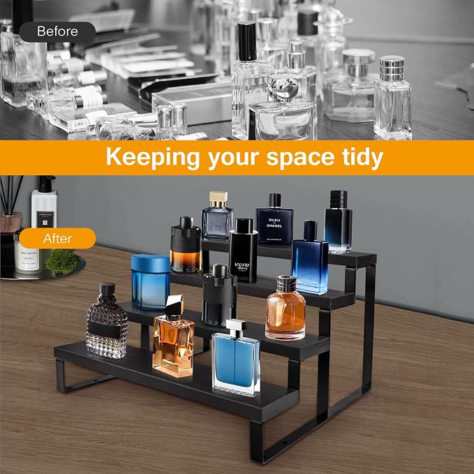 Wood Cologne Organizer for Men, 12 Inch 4 Tier Cologne Stand Waterproof Perfume - Image 8