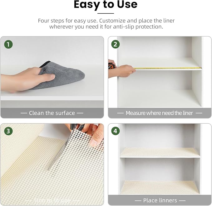 BAGAIL Non-Adhesive Shelf Liner, Thick Strong Grip Drawer Liners - Image 6