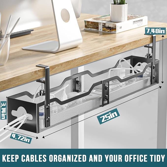 Under Desk Cable Management Tray Black, Litwaro Cable Management Under Desk No - Image 7
