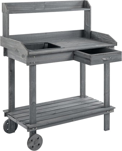 Wooden Potting Bench Outdoor Work Table by Unknown