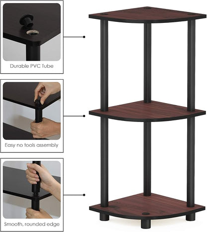 Furinno TURN-N-TUBE Corner Shelf, 3-Tier Corner Bookshelf, Display Storage - Image 4