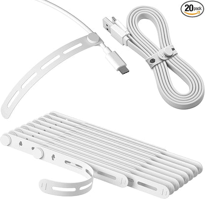 20Pcs Nearockle Silicone Cable Ties, 5.12 Inch Adjustable Cord Organizer by ELECTRONICSORGANIZATION