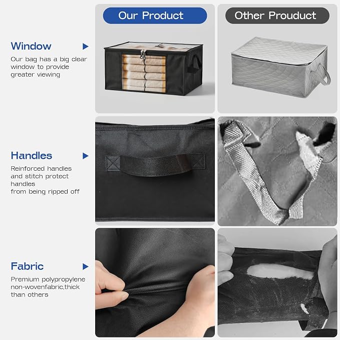 Hopack Clothes Storage Bags, Foldable Thick Fabric Blanket Storage Bags - Image 3