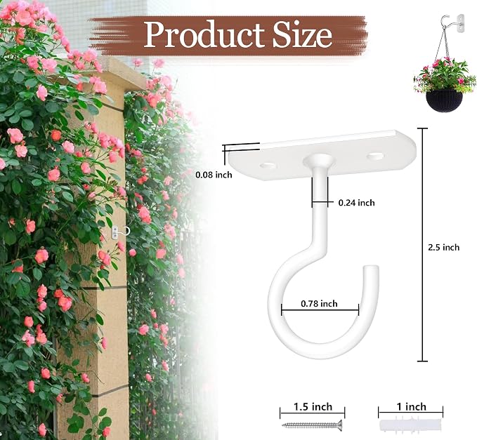 2.5in Ceiling Hooks for Hanging Plants 4Pack - Image 2