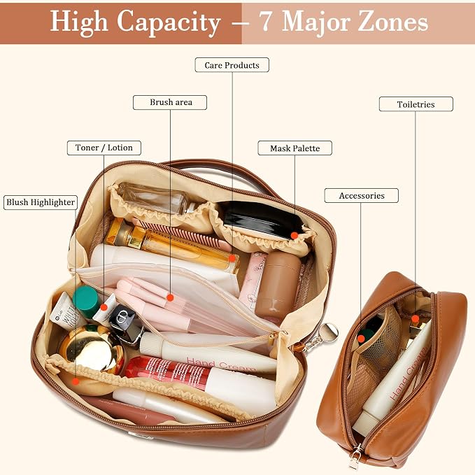 Birthday Gifts for Women Teen Girl, Personalized Initial Makeup Organizer Bag - Image 3