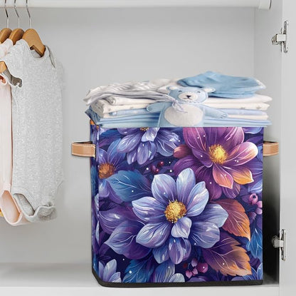 TropicalLife 13x13x13 Inch Large Fabric Storage Cube Vintage Floral Foldable - Image 2