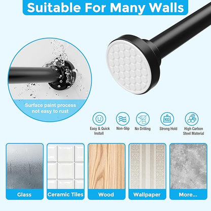 MEXAU Black Shower Curtain Rod 40-183 Inch Adjustable 1.26 Inch Diameter - Image 5
