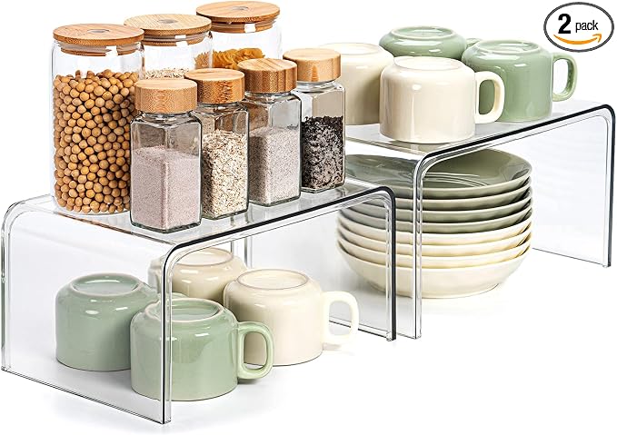 Bobomoment Clear Cabinet Organizer, Stackable Shelf Organizer Set of 2 | by BobomomentHome
