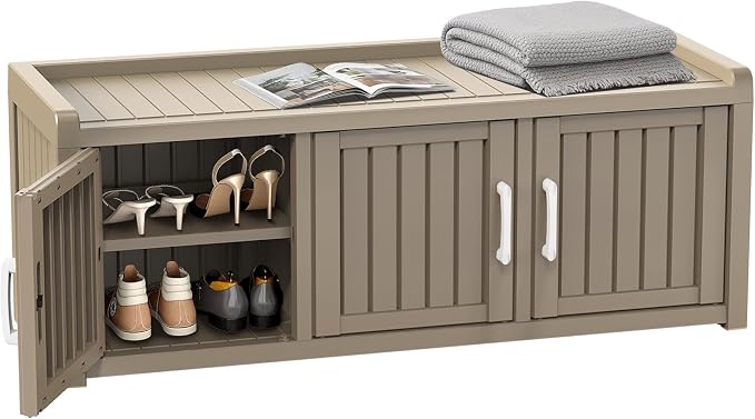 ROJIK Shoe Cabinet Waterproof UV-Resistant, Storage Bench Indoor Outdoor by ROJIK