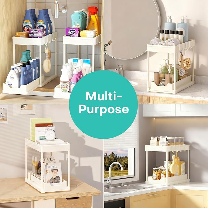 Under Sink Organizers and Storage 2 Pack, Pull-Out Sliding Cabinet Organizer - Image 7