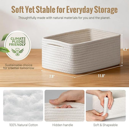 5 Pack Small Woven Storage Baskets - Image 3