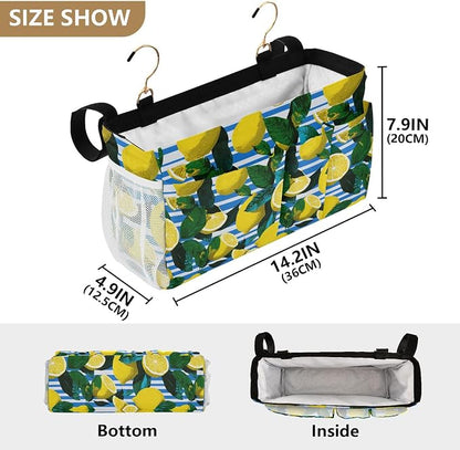 White and Blue Striped Lemons Bedside Caddy - Image 4