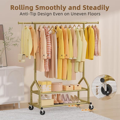 EAGMAK Heavy Duty Clothes Rack Load 556 LBS, Rolling Clothing Rack - Image 6