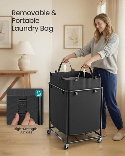 SONGMICS Laundry Basket with Wheels, Rolling Laundry Hamper with Steel Frame - Image 6