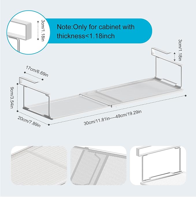 2 Pack Hanging Under Shelf Storage Basket, Expandable Organizer - Image 3