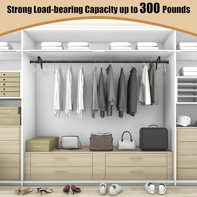 Closet Rod, 16 to 100 Inch Closet Rods Heavy Duty Adjustable Wardrobe Poles - Image 6