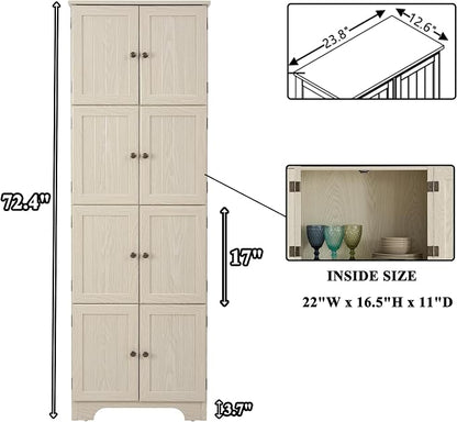 72" H Farmhouse Storage Cabinet, 4 Tier Kitchen Pantry Cabinet - Image 2