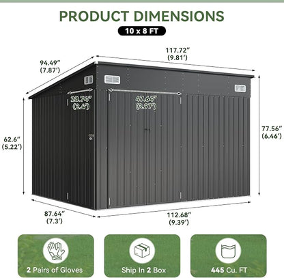 Aoxun 9.4'x7.3' Triple Door Shed Outdoor Storage Shed - Image 2