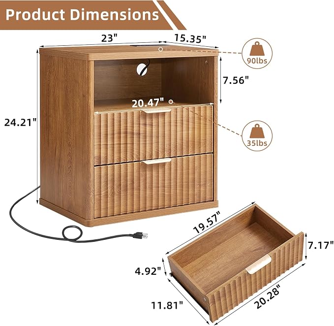 LEYAOYAO Fluted Nightstand - Image 2