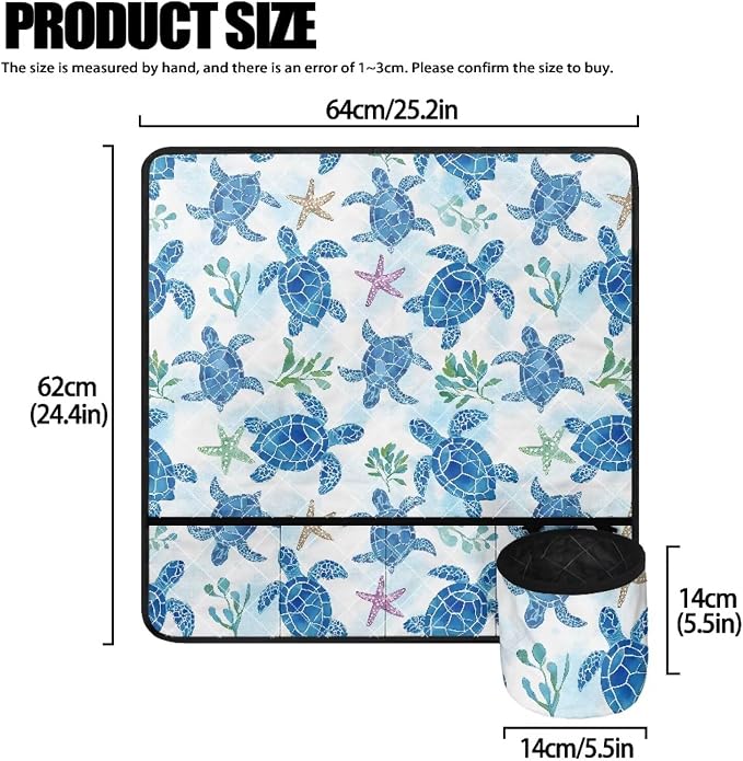 Sewing Machine Mat Blue Sea Turtle Starfish Waterproof Dustproof Sewing Machine - Image 5