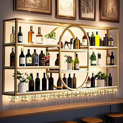 Large Wall Mount Wine Rack, Metal 4 Tier Large Capacity Hanging Bar Rack - Image 6
