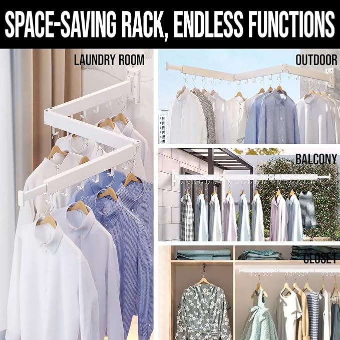 Foldable Wall Mounted Clothes Drying Rack - Image 8