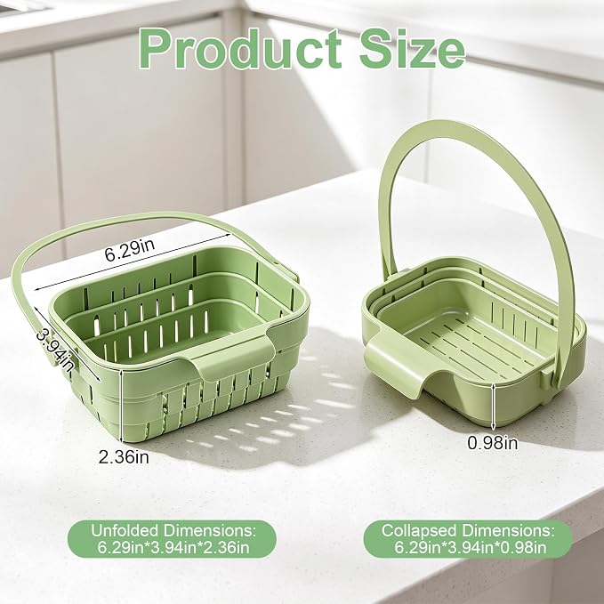 Foldable Hanging Sink Drain Basket Space Saving Colander - Image 5