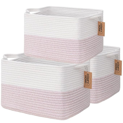 COMFY-HOMI 3PACK Cotton Rope Square baske by COMFY-HOMI