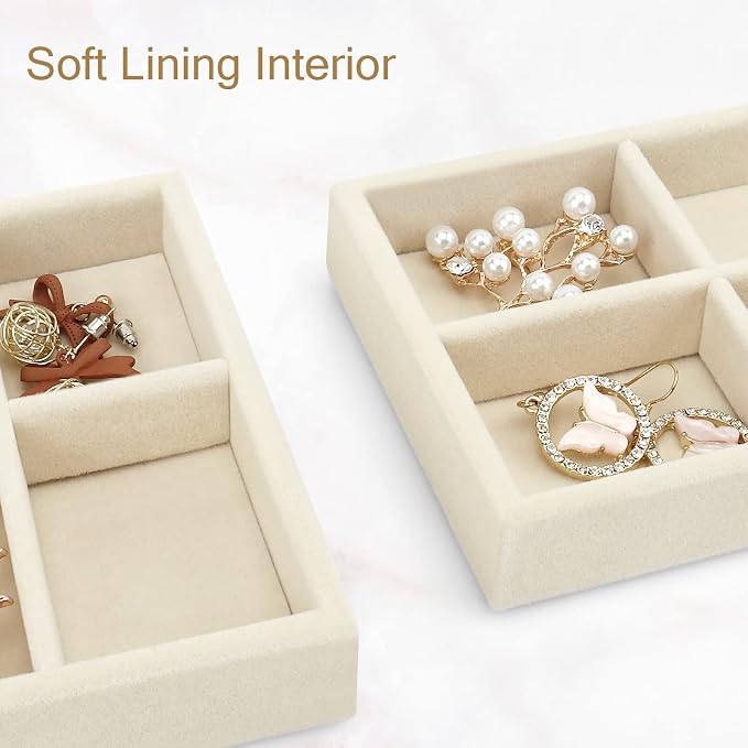 DesignSter Small Jewelry Tray-Ring Organizer 2PCS Premium Velvet Rings Earrings - Image 4