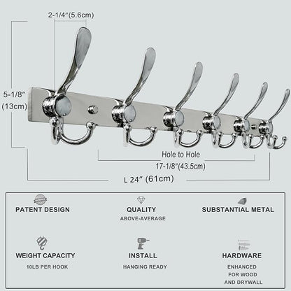 Dseap Coat Rack Wall Mount 2.0 Pro: 24” Long, 3X Tougher, Heavy Duty Stainless - Image 3