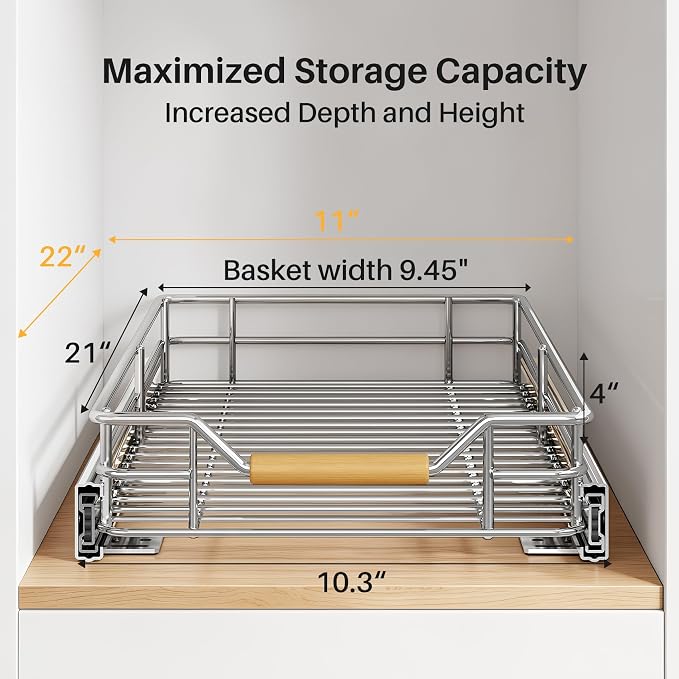 Pull out Cabinet Organizer, Heavy Duty Smooth Sliding Under Cabinet Shelves - Image 2