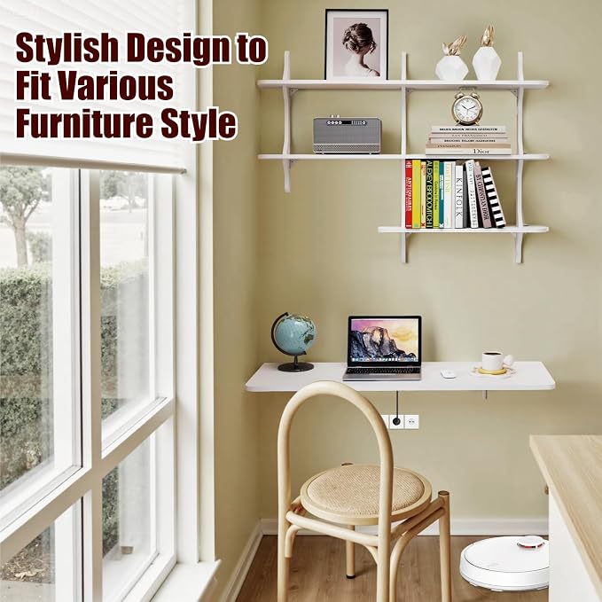 Pmnianhua Wall Mounted Folding Table, Foldable Drop Leaf Table, Wall Mount Fold - Image 7