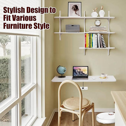 Pmnianhua Wall Mounted Folding Table, Foldable Drop Leaf Table, Wall Mount Fold - Image 7