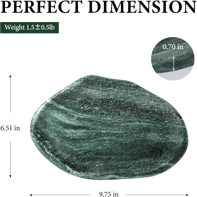Koville Green Marble Cloud Shape Vanity Tray, Serving Stone Key Tray - Image 2
