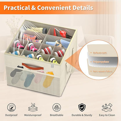 Aokeyee 2 Pack Shoe Organizer for Closet, Foldable Shoe Storage Organizer Box - Image 3