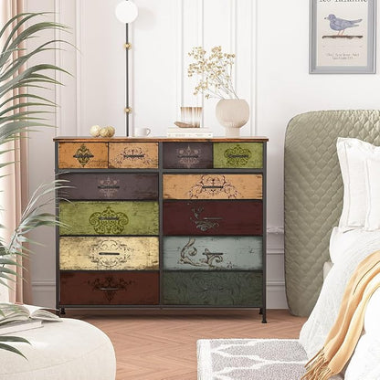 Dresser for Bedroom with 12 Drawers, Tall Fabric Drawer Dresser, Chest of - Image 2