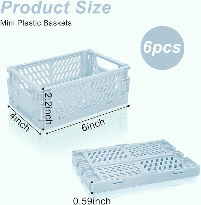 6 Pack Mini Foldable Small Plastic Baskets - Image 2