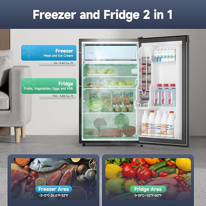 4.3 Cu.Ft Mini Fridge with Freezer, Single Door Refrigerator with Adjustable - Image 4