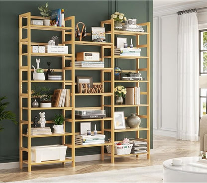 Homykic Bamboo Triple Wide Bookshelves and Bookcases, 6-Tier Shallow Open - Image 3