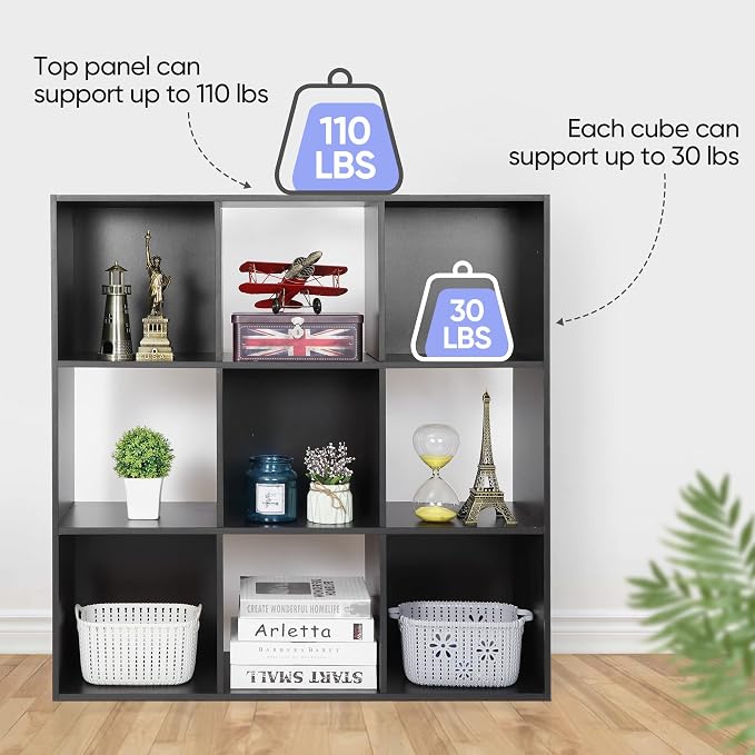 ZenStyle 9 Cube Storage Shelf Organizer, Wooden Bookshelf System Display Cube - Image 4