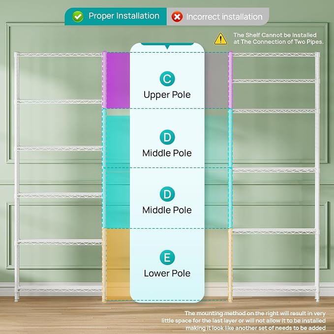 SINGAYE Shelf Wire Shelving Adjustable Storage Shelves Rack Standing Units - Image 7