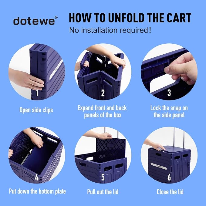 Folding Utility Cart Portable Rolling Crate Handcart Foldable Shopping Trolley - Image 5