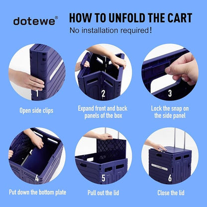Folding Utility Cart Portable Rolling Crate Handcart Foldable Shopping Trolley - Image 5