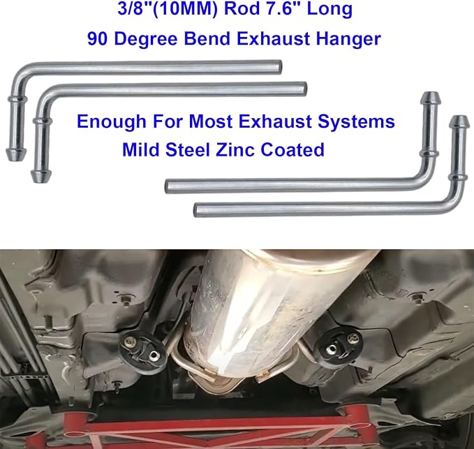 32PCS Heavy Duty Exhaust Hanger Rod Set 3/8" Rod 90°7.6" Long & Straight 10" - Image 4