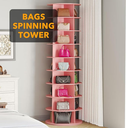 SpaceAid 9 Tier Rotating Shoe Rack Tower, Spinning Shoe Display Lazy Susan - Image 5