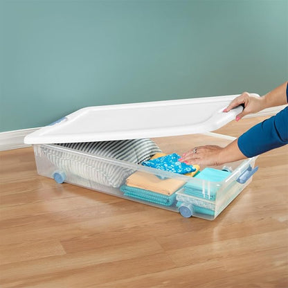 Sterilite 8-Pack Wheeled Latching Box, Plastic Under Bed Storage Bins - Image 6