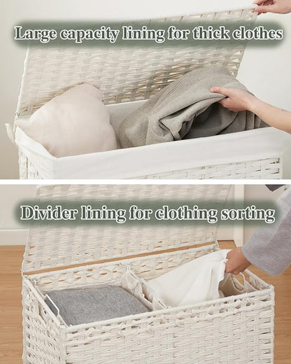 Laundry Hamper with Lid Wicker Laundry Basket 112 L Laundry Hampers Handwoven - Image 3