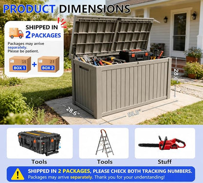 200 Gallon Outdoor Storage Box Resin Deck Box All Weather Waterproof Large - Image 3
