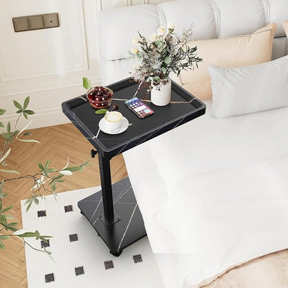 C Table End Table Adjustable Height, 360°Swivel TV Tray Table - Image 6